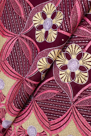 FSL612 - Double Sided Stunning Fine Lace - Purple, Pink & Gold