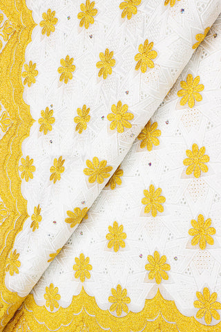 Celebrant Swiss Voile Lace - SWC071 - White & Gold