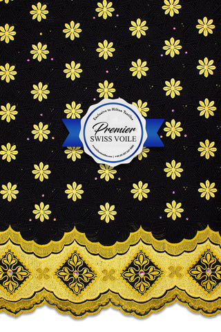 Celebrant Swiss Voile Lace - SWC076 - Black & Gold