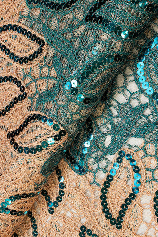 Sequence Lace - SEQ011 - Teal & Peach