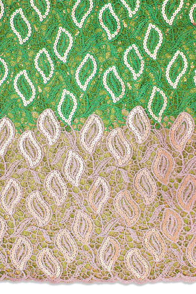 Sequence Lace - SEQ011 - Emerald Green & Pink