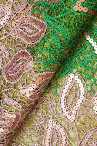 Sequence Lace - SEQ011 - Emerald Green & Pink