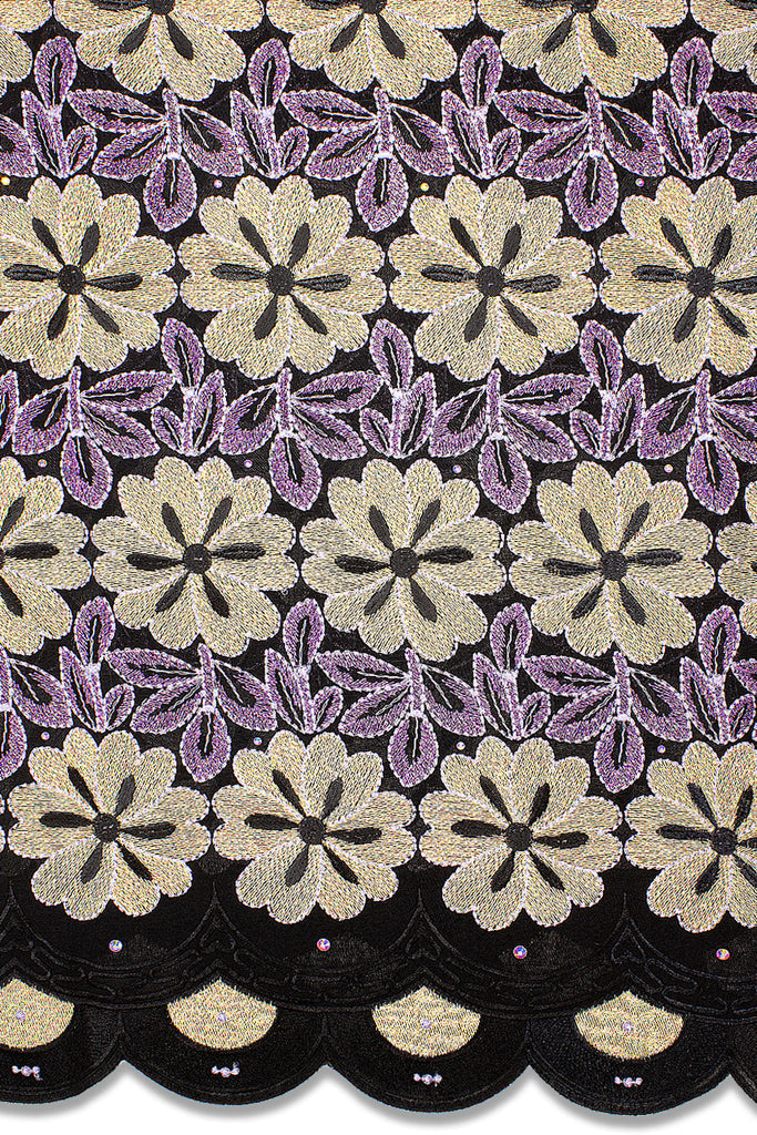 FSL620 - Stunning Fine Lace - Black, Gold & Purple