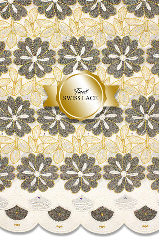 FSL620 - Stunning Fine Lace - Cream, Gold & Black