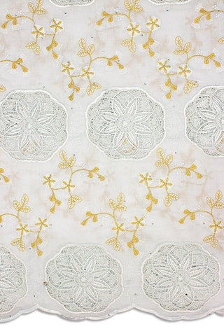 Exclusive Voile Lace  - EXL045 - White & Gold